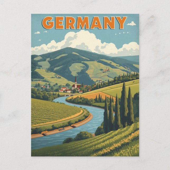 Germany River Valley Travel Postcard (Front)