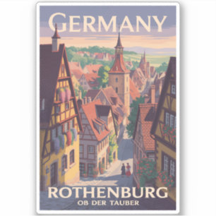 Germany Rothenburg ob der Tauber Illustration Art Sticker