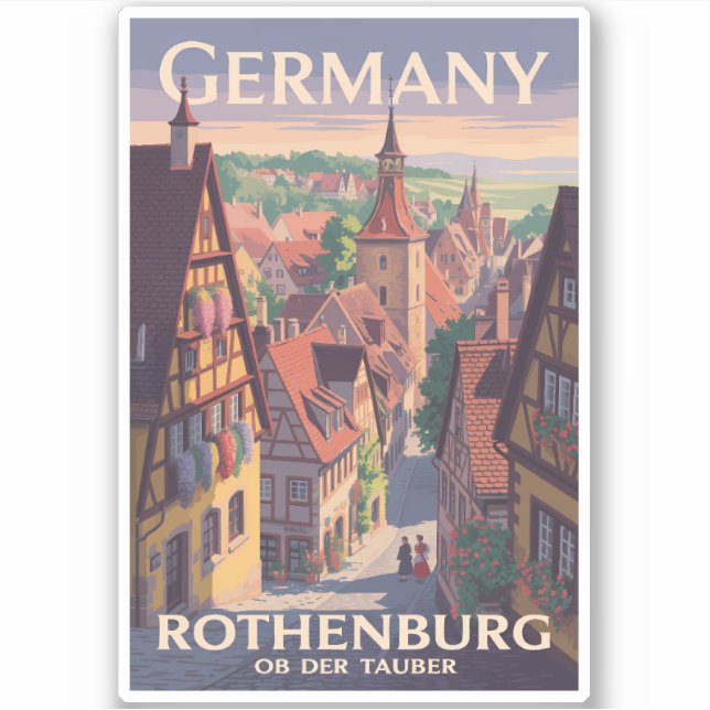Germany Rothenburg ob der Tauber Illustration Art Sticker (Front)