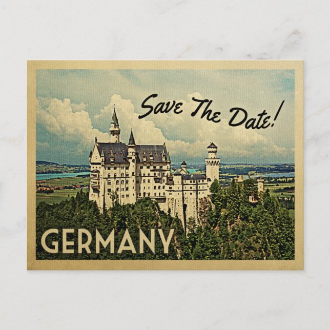 Germany Save The Date Neuschwanstein Castle Announcement Postcard (Front)