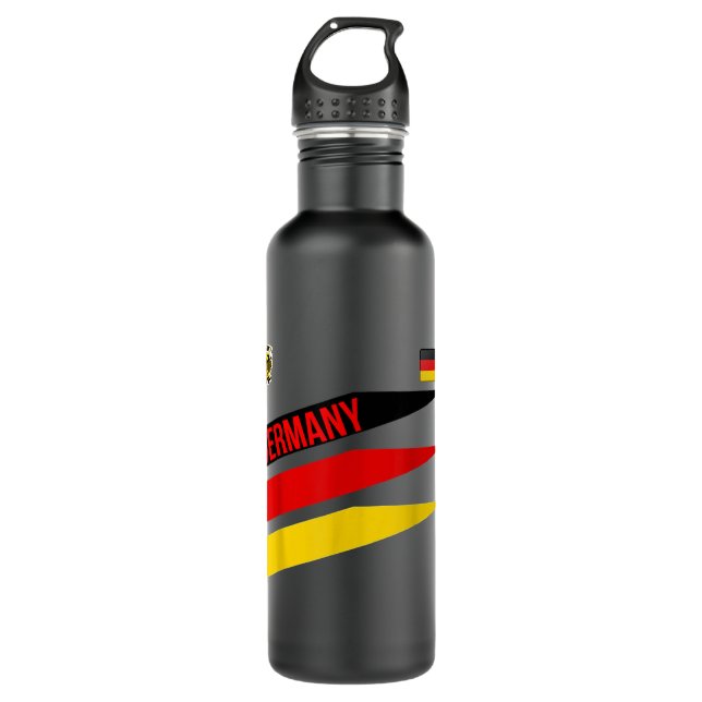 GERMANY SHIRT-JERSEY FLAG-SOCCER-FOOTBALL  STAINLESS STEEL WATER BOTTLE (Front)