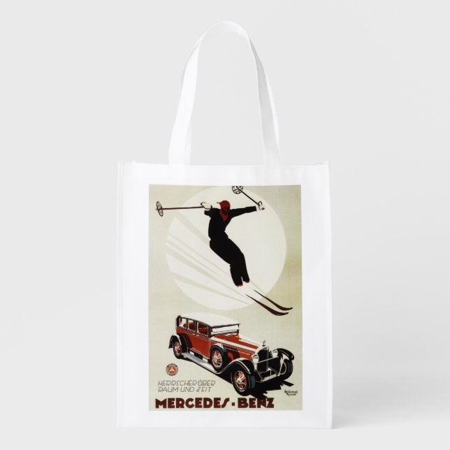 Germany - Skier Jumping Reusable Grocery Bag (Front)