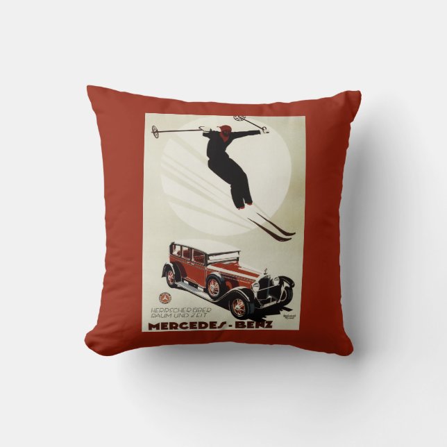 Germany - Skier Jumping Throw Pillow (Front)