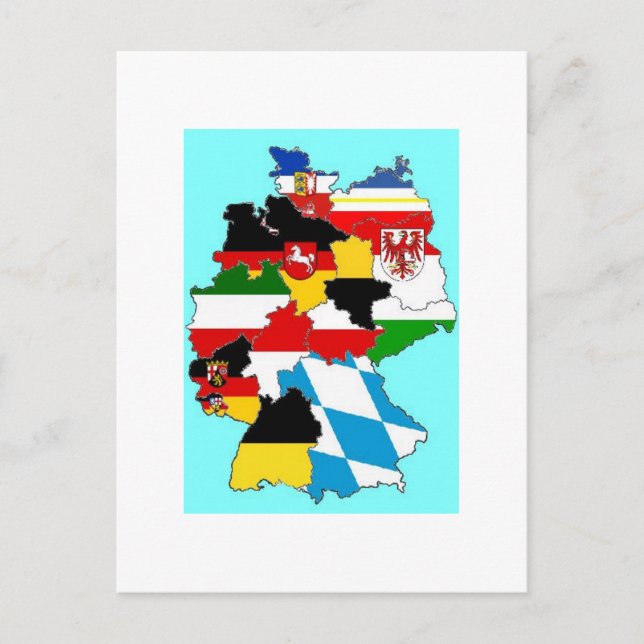 Germany State Flags Map Postcard (Front)