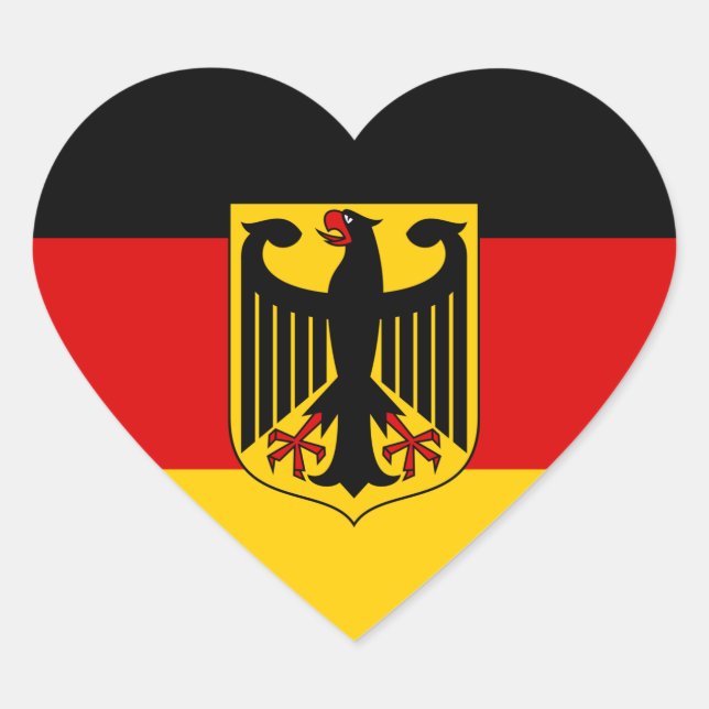 Germany Sticker, Heart, Patriotic German Flag Heart Sticker (Front)