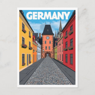 Germany Street Scene Retro Travel Postcard