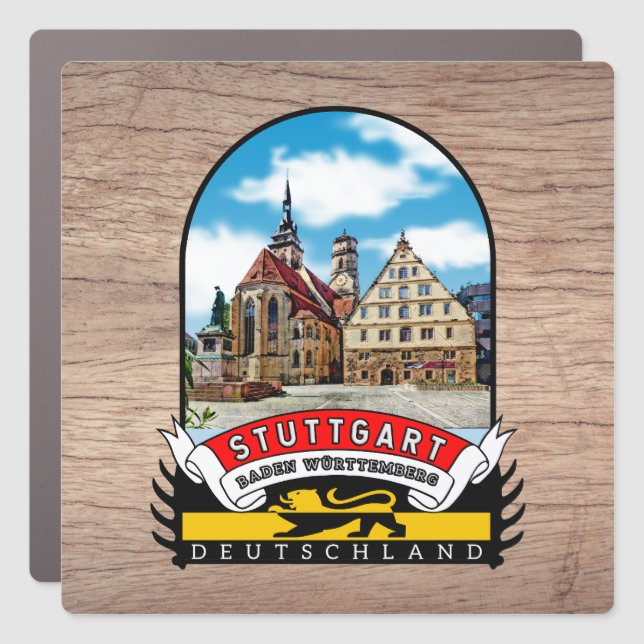 Germany Stuttgart Vintage souvenir Car Magnet (Front)