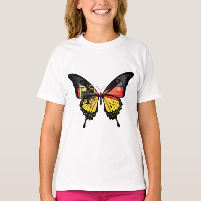 Germany Swallowtail Butterfly Flag Sticker T-Shirt (Front)