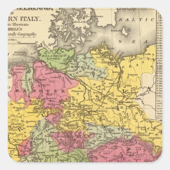 Germany, Switzerland, and Northern Italy Square Sticker (Front)