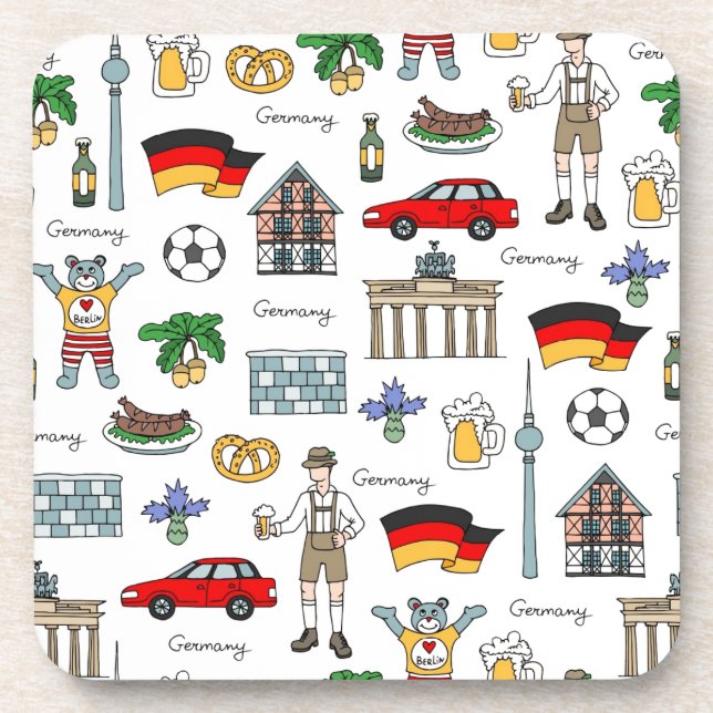 Germany | Symbols Pattern Beverage Coaster (Front)