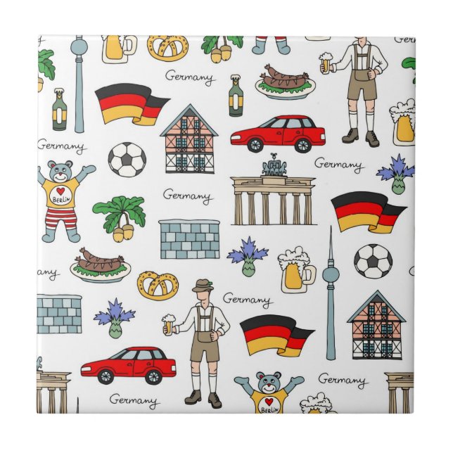 Germany | Symbols Pattern Ceramic Tile (Front)