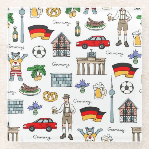 Germany  Symbols Pattern Glass Coaster