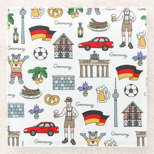 Germany | Symbols Pattern Glass Coaster (Front)