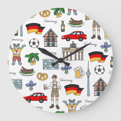 Germany  Symbols Pattern Large Clock