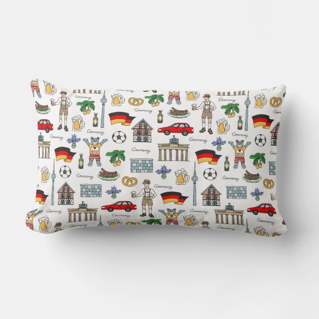 Germany | Symbols Pattern Lumbar Pillow (Front)