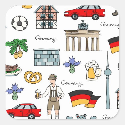 Germany  Symbols Pattern Square Sticker