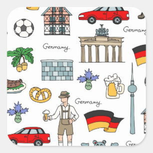 Germany Symbols Pattern Square Sticker