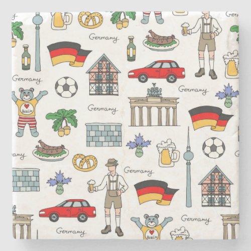 Germany  Symbols Pattern Stone Coaster