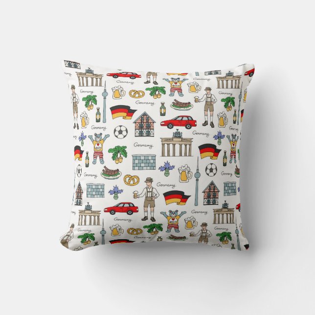 Germany | Symbols Pattern Throw Pillow (Front)