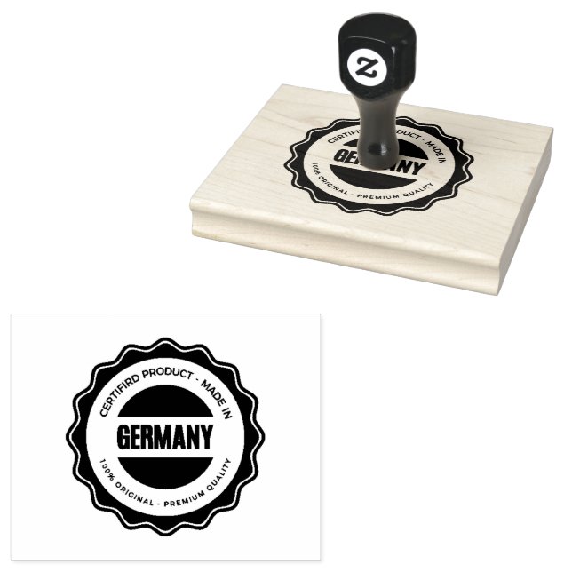 Germany Text Durable Wooden Handle Grip Made In  Rubber Stamp (Stamped)