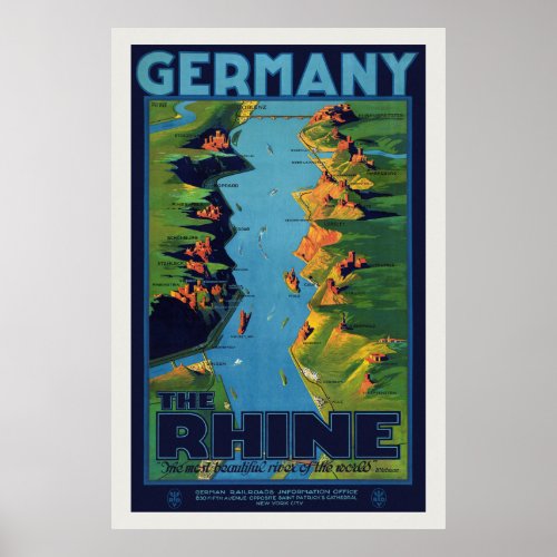 Germany The Rhine Vintage Poster 1925