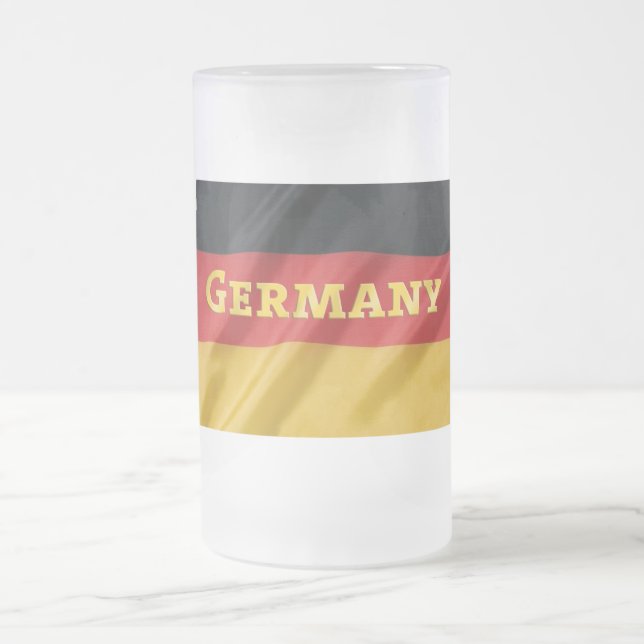 Germany Theme German Flag Frosted Glass Beer Mug (Center)