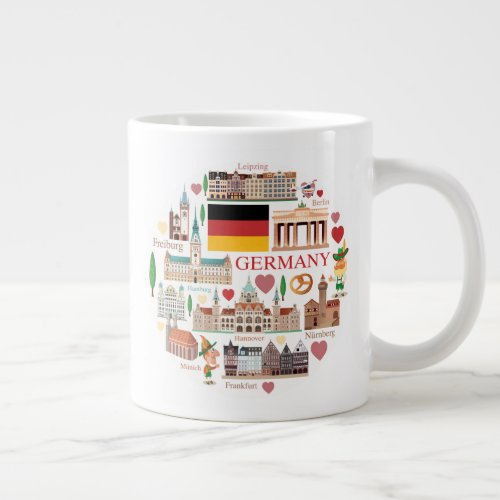 Germany Travel Icons Giant Coffee Mug