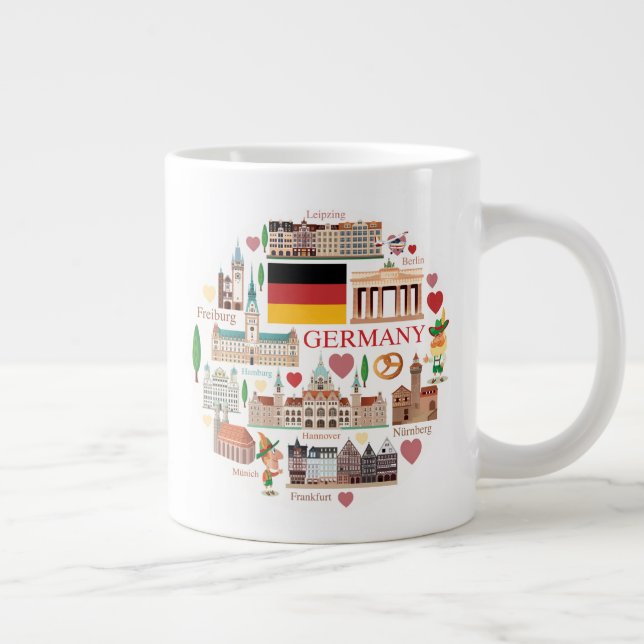 Germany Travel Icons Giant Coffee Mug (Right)