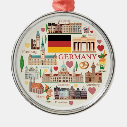 Germany Travel Icons Metal Ornament