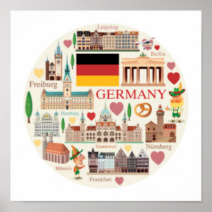 Germany Travel Icons Poster
