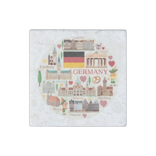 Germany Travel Icons Stone Magnet