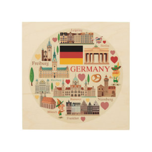 Germany Travel Icons Wood Wall Art
