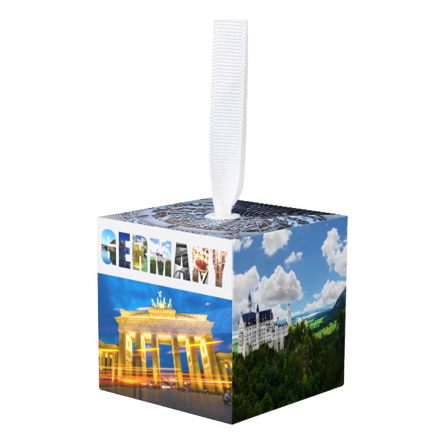 Germany Vacation German Travel Photos Christmas Cube Ornament (Front Angled)
