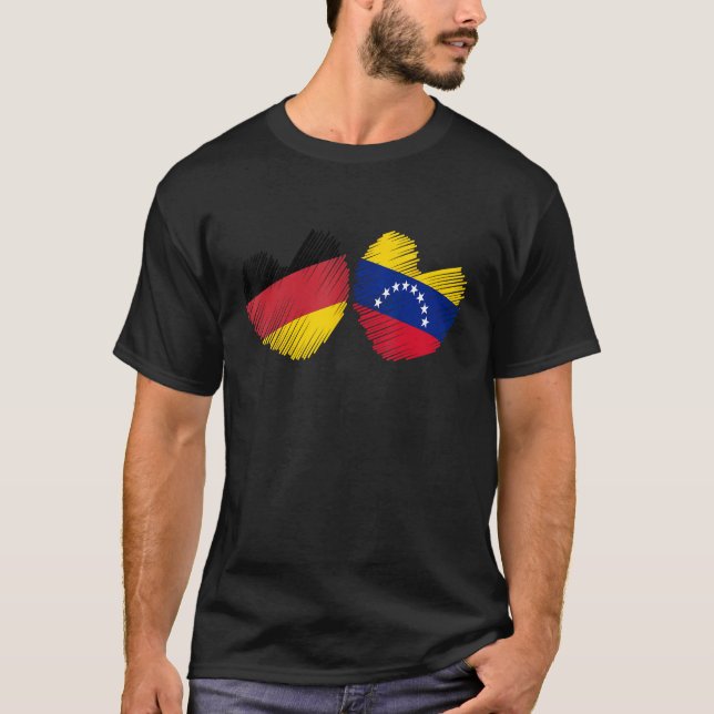 Germany Venezuela Heart German Flag Venezuelan Fla T-Shirt (Front)