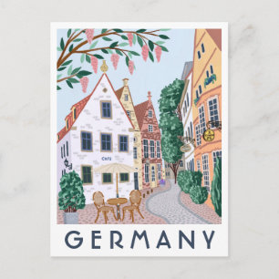 Germany Village Illustrated Travel Postcard 
