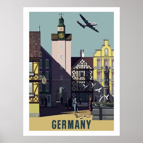 Germany vintage airline poster
