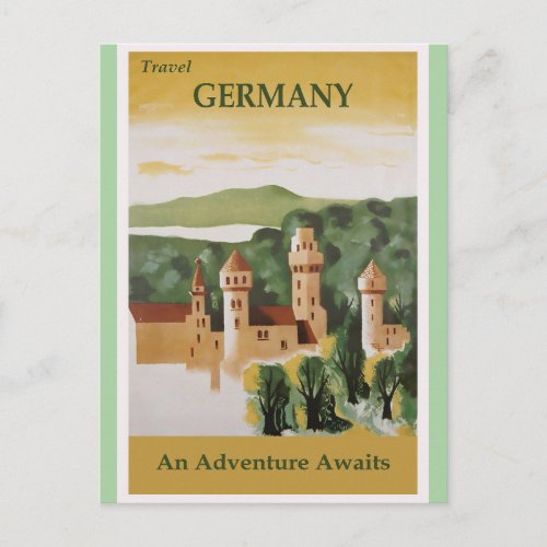 Germany Vintage Castle Travel Poster Postcard