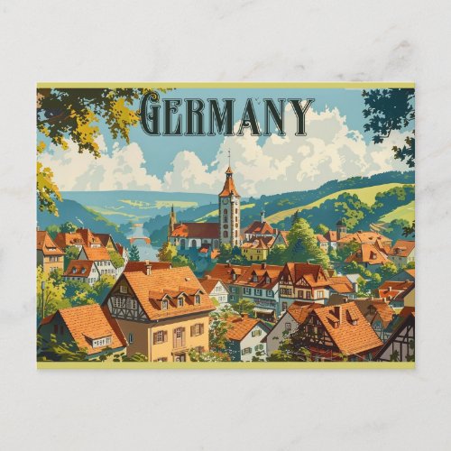 Germany Vintage German Town Retro Travel Postcard