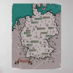 Germany Vintage Illustrated map Poster