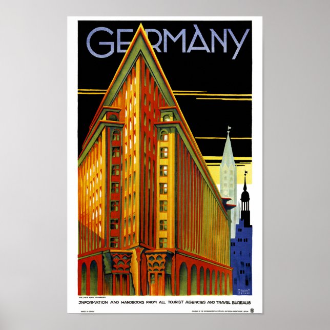 Germany Vintage Travel Poster Restored (Front)
