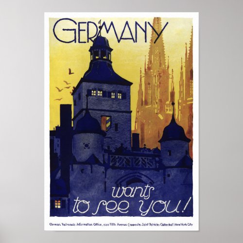 Germany Vintage Travel Poster Restored