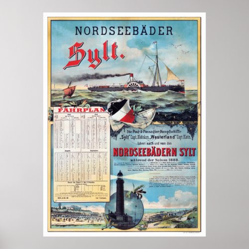 Germany Vintage Travel Poster Restored 1888