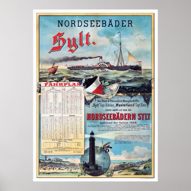 Germany Vintage Travel Poster Restored 1888 (Front)