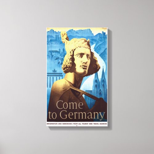 Germany Vintage Travel Poster Restored Canvas Print