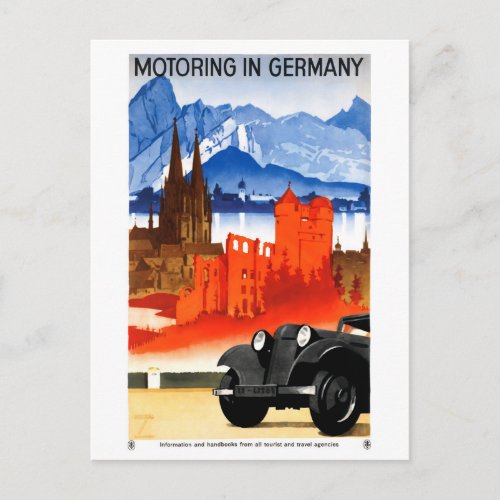 Germany Vintage Travel Poster Restored Postcard