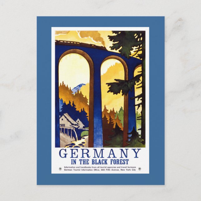 Germany's Black Forest Vintage Travel Poster Postcard (Front)