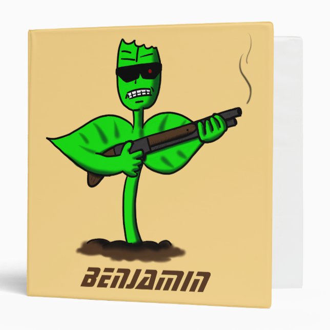 Germinator cyborg plant funny cartoon 3 ring binder (Front/Inside)