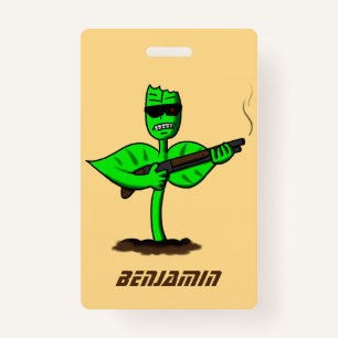 Germinator cyborg plant funny cartoon badge