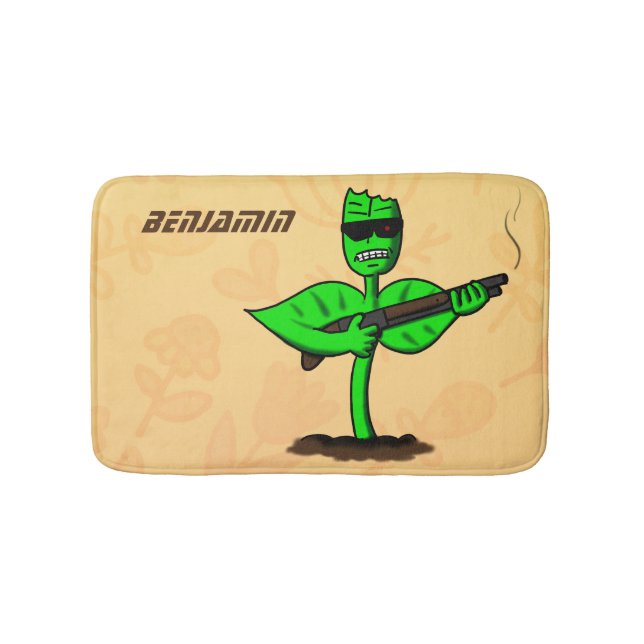 Germinator cyborg plant funny cartoon bath mat (Front)