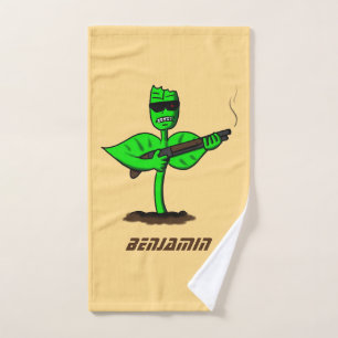 Germinator cyborg plant funny cartoon bath towel set